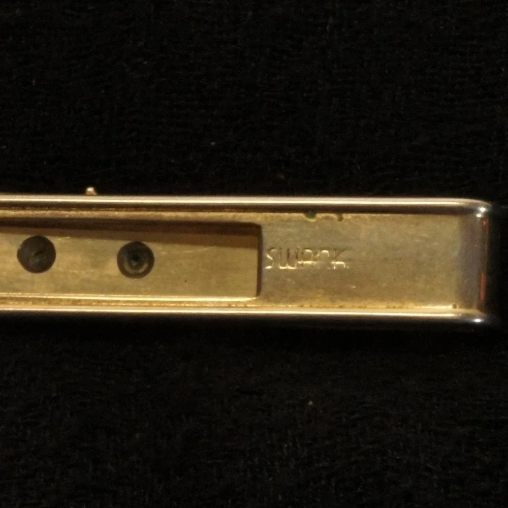 Vintage‎ Swank Tie Clip Crown Mother of Pearl Inlay Gold Tone